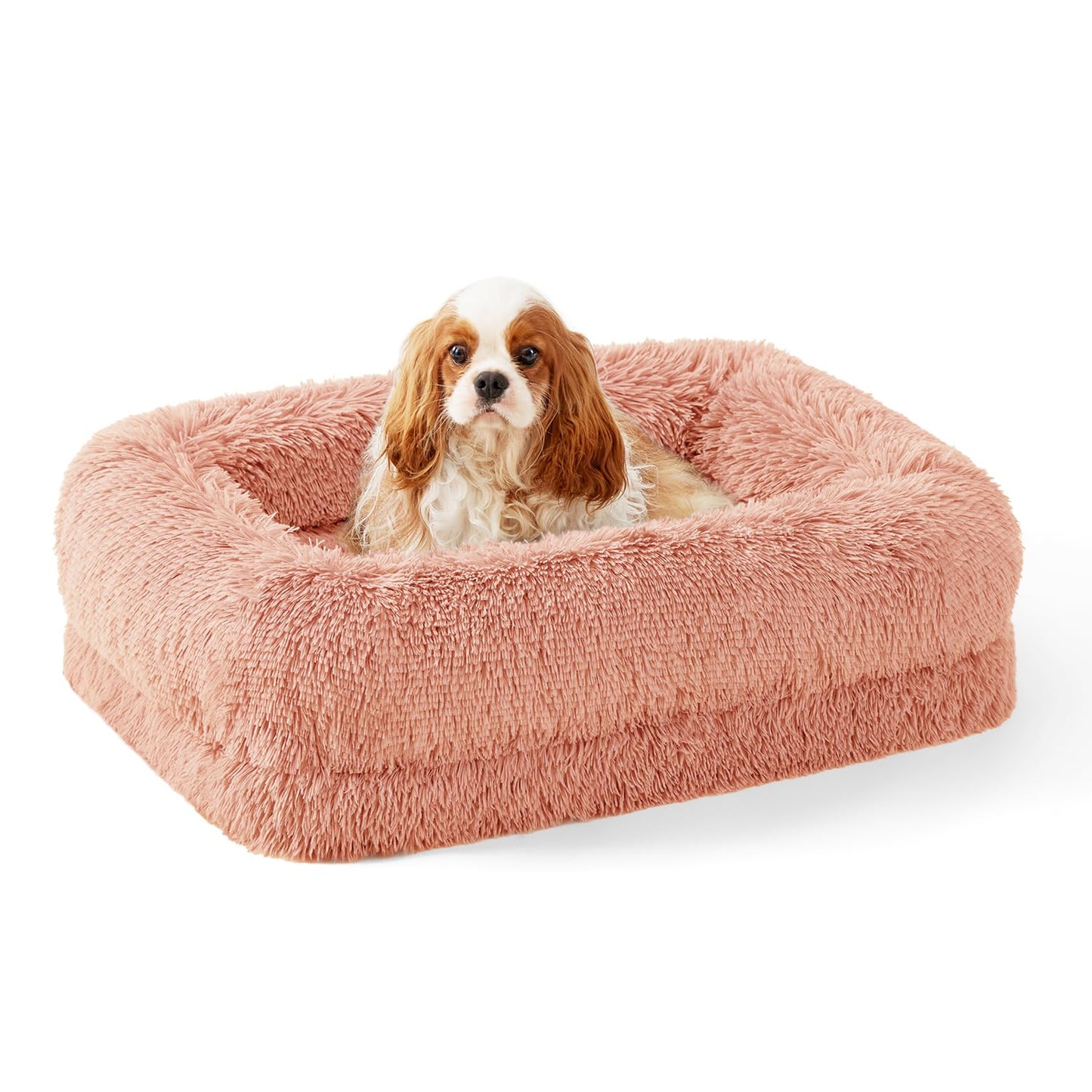 ZOMISIA Orthopedic Faux Fur Dog Bed – Pink