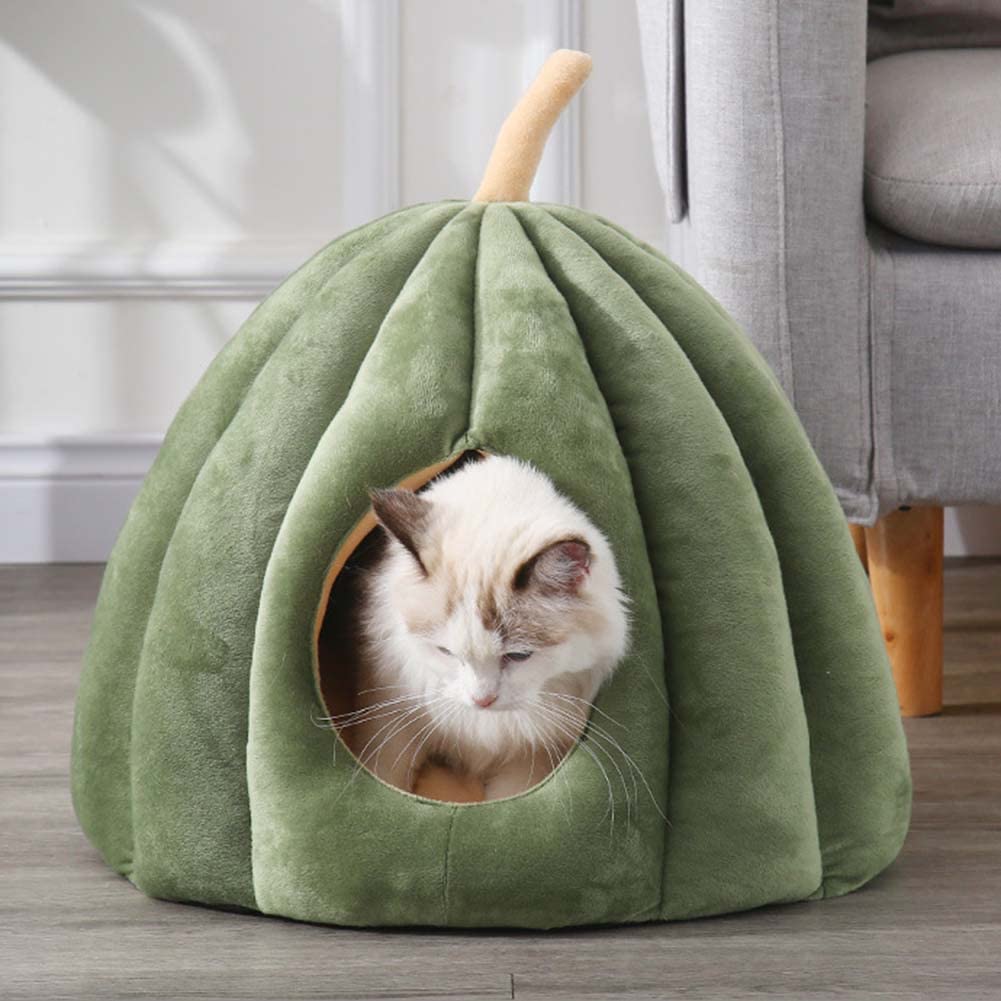 Pumpkin Cat Cave Bed with Cushion